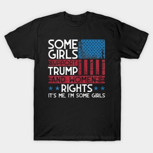 Girls Support Trump Womens Rights USA Flag T-Shirt